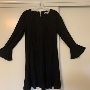 LOFT Womens Shift Dress Black Long Bell SleevesNew